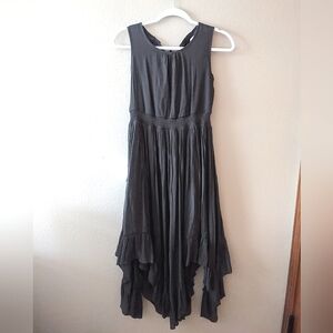 NEW Joyfolie Girls Maxi Gemma Dress Gray Boho Beach Lace Ruffle Keyhole Size 10